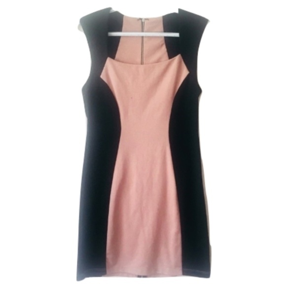 pink and black bodycon dress